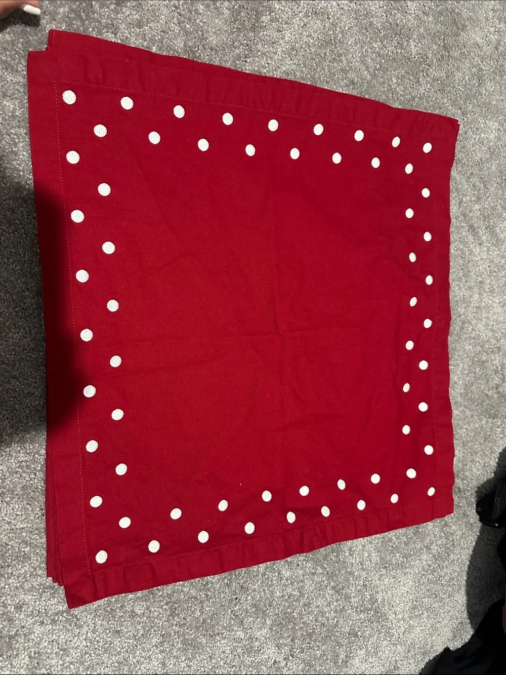 (11) Pottery Barn Red with White Polka Dot Cloth Napkins 20x20inches